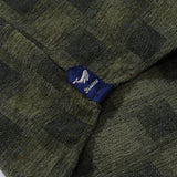 Men's Hawaiian Shirt Cotton Camp Collar Long Sleeve Classic Check Shirt - OLIVE GREEN