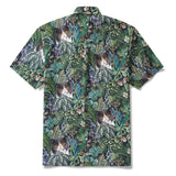 Customized Men's Hawaiian Shirt Short Sleeve Button-down 100% Cotton Green Aloha Jungle Whispers Customized Jungle Whispers