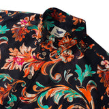 Men's Hawaiian Shirt Short Sleeve Button-down 100% Cotton Brown Aloha Fiery Blossoms