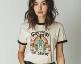 Gay the Pray Away - Funny Retro Cottagecore Pride Ringer Tee Unisex T-shirt, Sweatshirt, Hoodie, Long Sleeve Tee