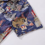 Hawaiian Shirt For Men Looking back to 1777 Print Shirt Camp Collar 100% Cotton