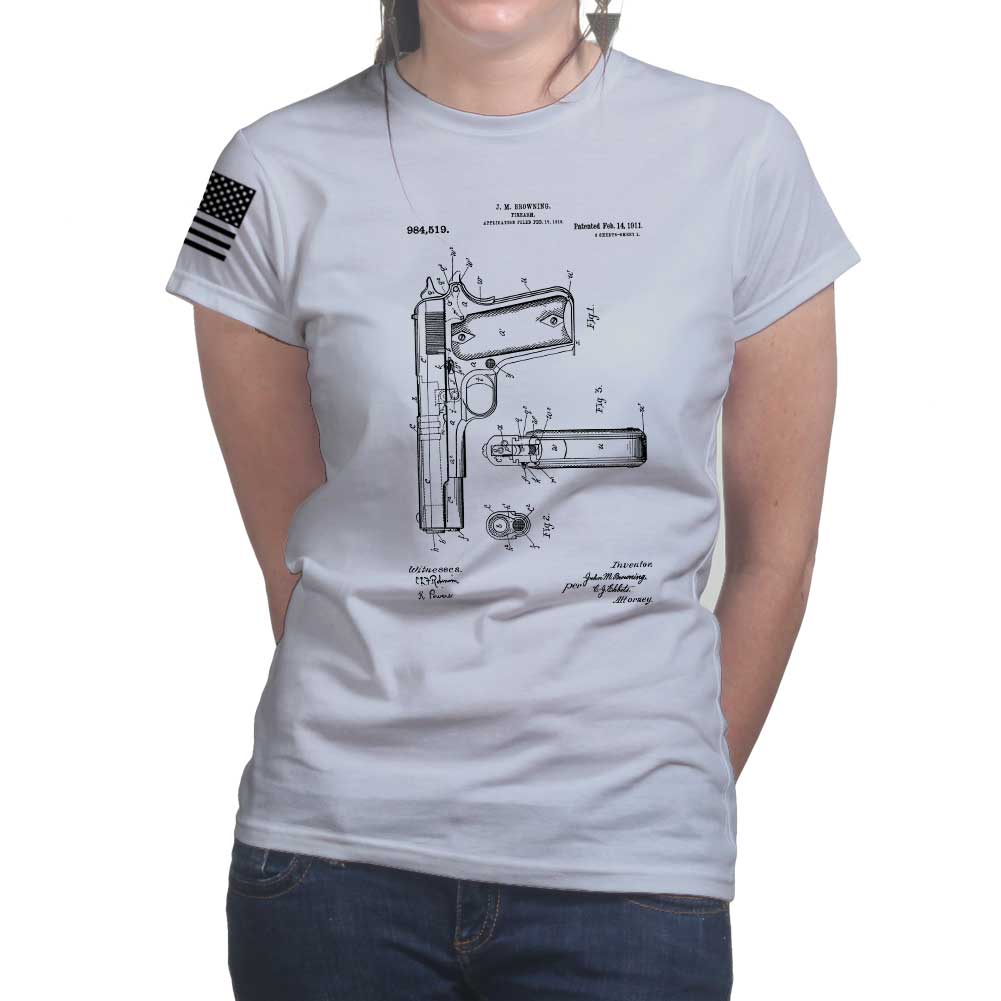 Ladies 1911 Pistol Blueprint T-shirt Style001