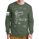 1911 Pistol Blueprint Long Sleeve T-shirt Style001
