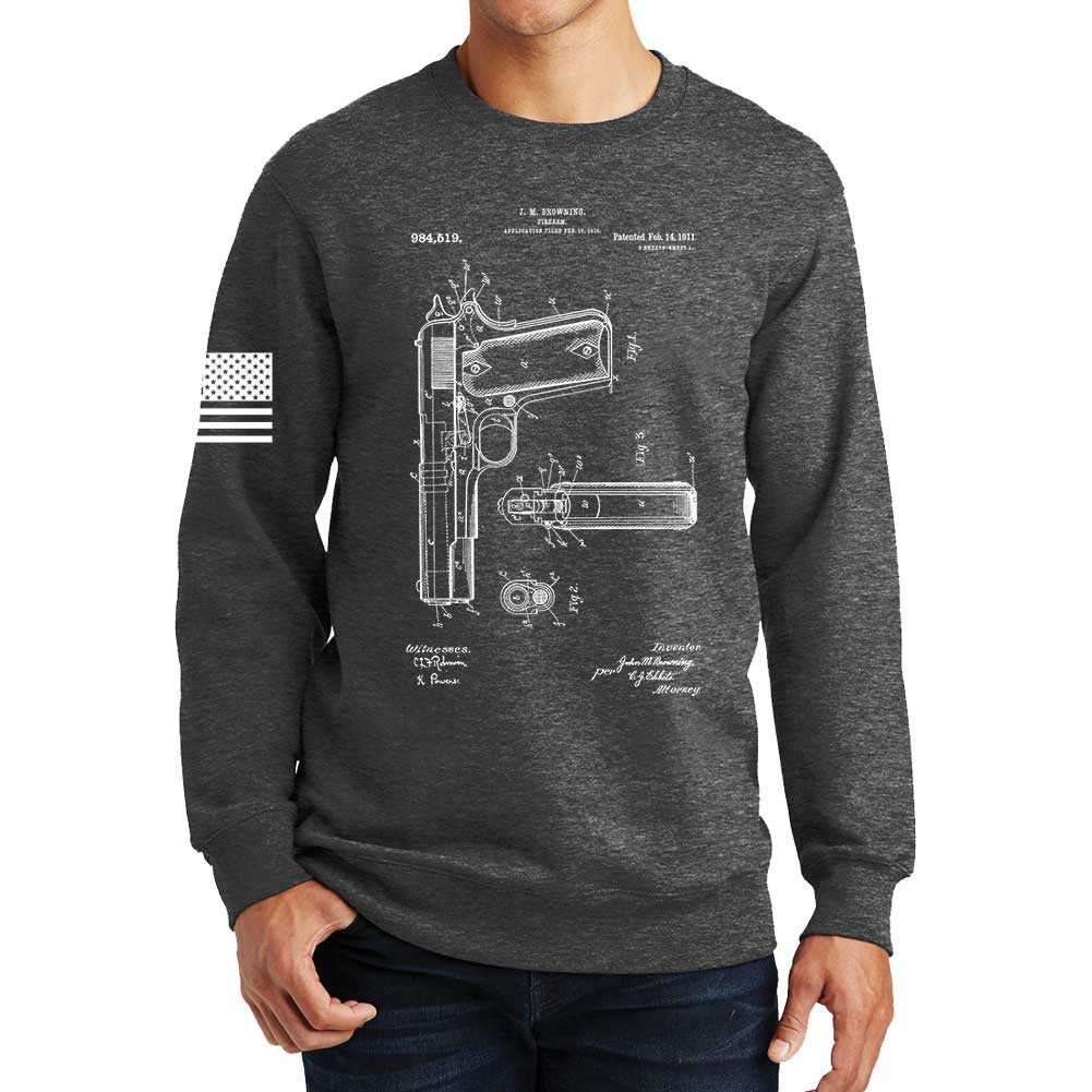 1911 Pistol Blueprint Sweatshirt Style001