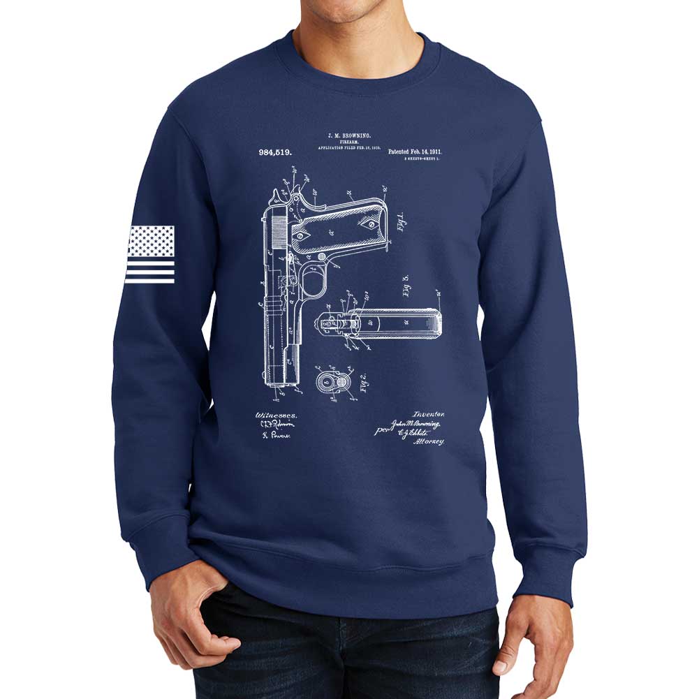 1911 Pistol Blueprint Sweatshirt Style001