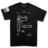 Mens 1911 Pistol Blueprint T-shirt Style001