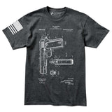 Mens 1911 Pistol Blueprint T-shirt Style001