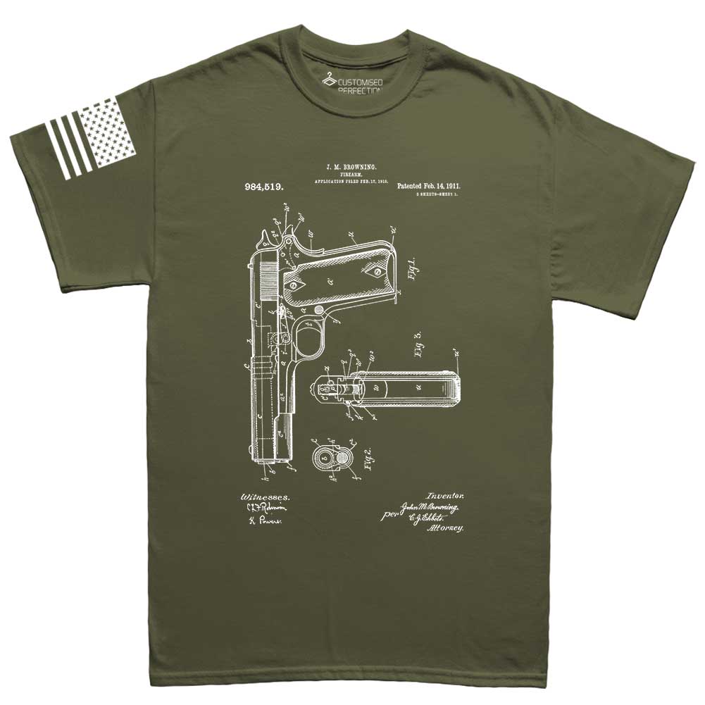 Mens 1911 Pistol Blueprint T-shirt