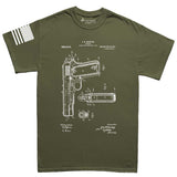 Mens 1911 Pistol Blueprint T-shirt Style001