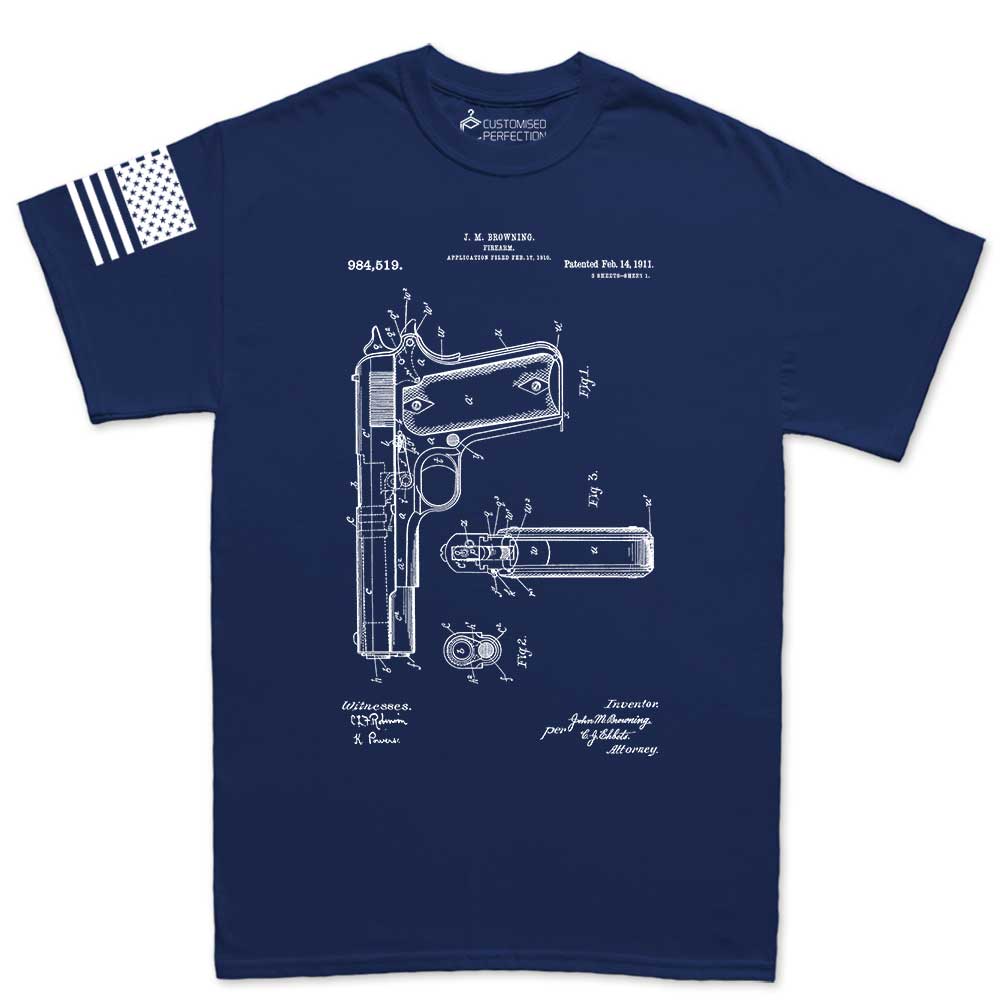 Mens 1911 Pistol Blueprint T-shirt