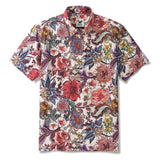 Red Floral Button-down Hawaiian Shirt Men's 100% Cotton Short Sleeve Aloha Shirt Fiery Floral Delight