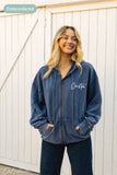 Custom Embroidered Mineral  Zipper Hooded Pullover