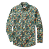Men's Hawaiian Shirt Jungle Adventure Print Cotton Button-down Long Sleeve Aloha Shirt
