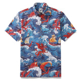 Viking Hawaiian Shirt For Men Dragon-Hunting Button-down Short Sleeve Cotton Beach Shirt Dragon-hunting Viking