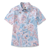 Women's Hawaiian Shirt Spring's Blush Print Cotton Button-up Short Sleeve