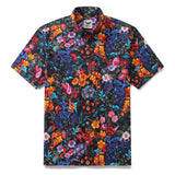 Mens Floral Hawaiian Shirt Tropical Button-down Short Sleeve 100% Cotton Shirt Colorful Garden