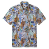 Marine Life Hawaiian Shirt For Men Gray Fish Shirt Short Sleeve Cotton Button-down Shirt The Ocean World In Gray