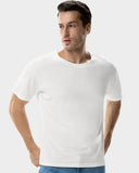Basicsbeyondâ„¢ Hawaiian Tee For Men Stain proof T-shirt Crew Neck 100% Cotton - WHITE Stain Proof Tee - White