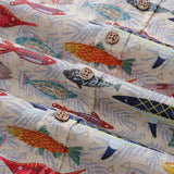 Yiume Fishing Shirt Hawaiian Shirt For Men 100% Cotton Button-down Short Sleeve Aloha Shirt Childhood Doodles