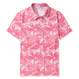 Men's Hawaiian Polo Shirt Short Sleeve 83% Recycled polyester 17% Spandex Aloha Flamingos & Chameleons By House of Haricot