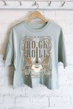Rock and Roll Rose Guitar Graphic Long Crop Top