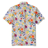 Men's Hawaiian Shirt Short Sleeve Button-down 100% Cotton Beige Aloha Floral Bookmark