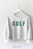 Golf Mid Length Cropped Graphic Fleece Pullover Relaxed Fit.