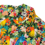 Birds of paradise  By Jasmine Blooms Designs 100% Cotton Men's Short Sleeve Camp Collar Shirt Yellow Aloha Hawaiian Birds Of Paradise By Jasmine Blooms Designs