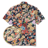 Men's Hawaiian Shirt Short Sleeve Camp Collar 100% Cotton Yellow Aloha Floral Breeze