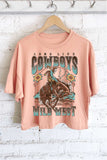 Long Live Cowboys Wild West Graphic Long Crop Top