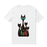 Hawaiian Tee For Men Happy Cats Tee Crew Neck 100% Cotton - WHITE Happy Cats - White