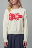 Embroidered Red Lobster Nautical Statement Sweater