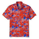 Men's Hawaiian Shirt Short Sleeve Button-down 100% Cotton White Aloha American Celebration