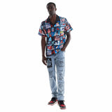 NARUTO VS SASUKE SCENES BUTTON UP SHIRT (MULTI)