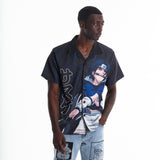NARUTO SASUKE THUNDER BUTTON UP SHIRT (BLACK)