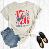 Retro 4th of July 1776 Land of the Free Graphic Tee