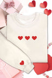 Red Heart Front&Sleeve Puff Graphic Brushed Sweatshirts
