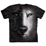 Black And White Wolf Face T-shirt Style001