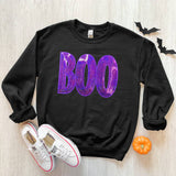 Purple Sequin Boo Patch Crewneck Sweatshirt Unisex T-shirt, Sweatshirt, Hoodie, Long Sleeve Tee