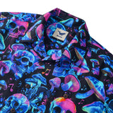 Men's Hawaiian Shirt Short Sleeve Camp Collar 100% Cotton Blue Aloha Psychedelic Groove
