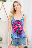 Tie-Dye Mushroom Peace Sign Tank Top (KT-1334)