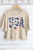 USA Flower Graphic Long Crop Top