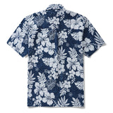 Men's Blue Tropical Hawaiian Shirt 100% Cotton Button-down Aloha Art Shirt For Summer