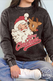 Merry Christmas Santa Rudolph Glitter Mineral Sweatshirts