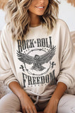 Rock and Roll Freedom Eagle Graphic Brushed Sweatshirts