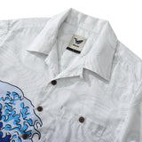 Wave Hawaiian Shirt For Men Japanese Aloha Shirt Cotton Short Sleeve Camp Shirt Japanese Ukiyo-e