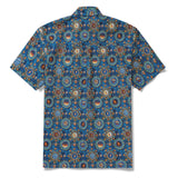 Men's Hawaiian Shirt Short Sleeve Button-down 100% Cotton Blue Aloha Shell Mosaic