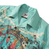 Men's Hawaiian Shirt Short Sleeve Camp Collar 100% Cotton Beige Aloha Desert Expedition