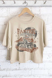 Faster Rider Motorcycle Vintage Graphic Long Crop Top