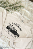 Fresh Flower Market Cropped Thermal Vintage Pullover